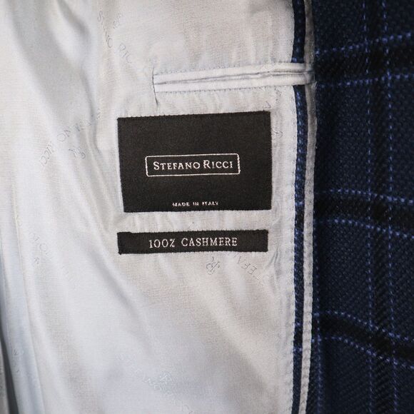 Stefano Ricci Men's 46 (EU58) 100% Cashmere Blue Plaid Sport Coat Blazer Jacket - Picture 6 of 14